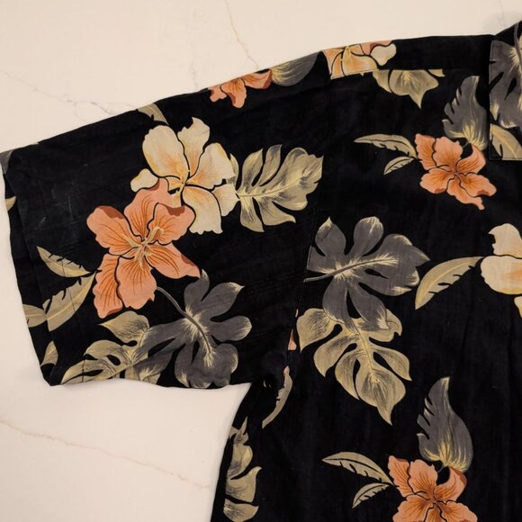 Jamaica Jaxx 100% Silk Sz XL Men's Tan AOP Floral Button Up Casual Hawaiian - Picture 7 of 10